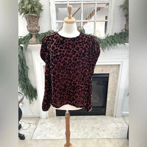 Dolan Leopard Print Top - Black and Red